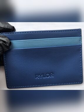 RYLOR Navy Heritage Stripe Leather Card Holder